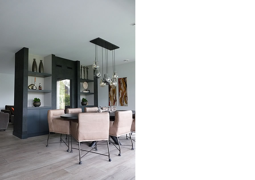 Woonkeuken met scheidingswand