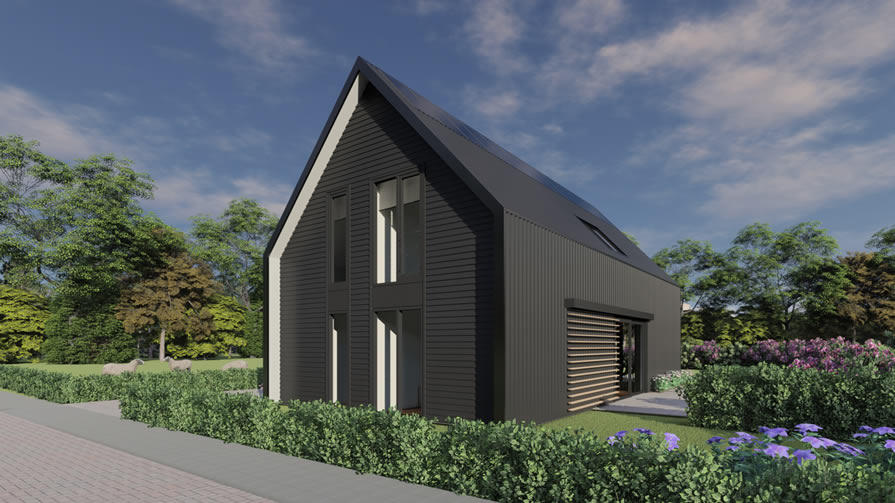 Landelijke schuurwoning, rechtsvoor