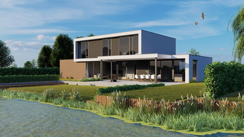 Moderne woning aan het water