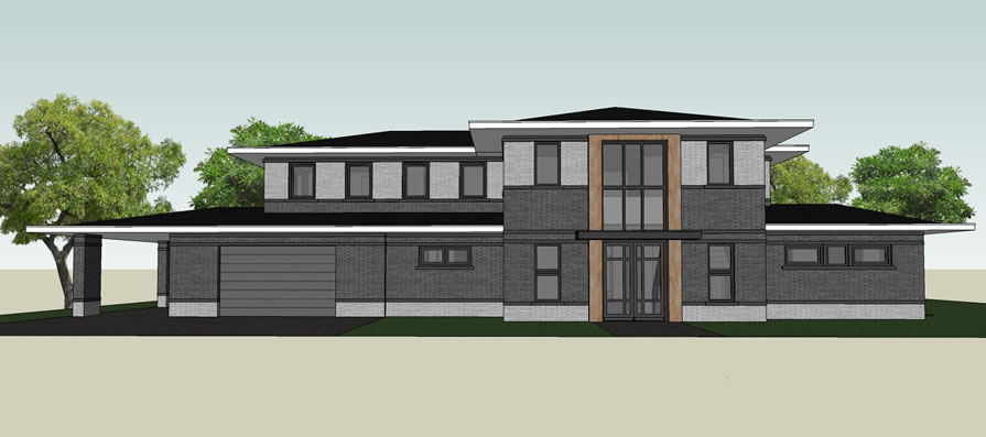 Vooraanzicht moderne villa