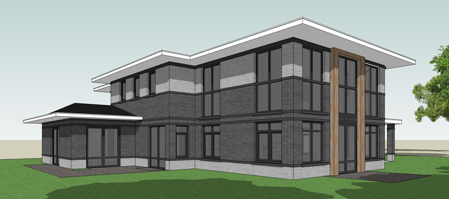 Achteraanzicht moderne villa