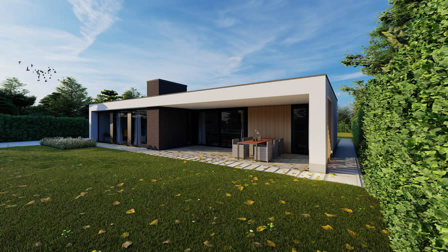 Zijdzijde met veranda