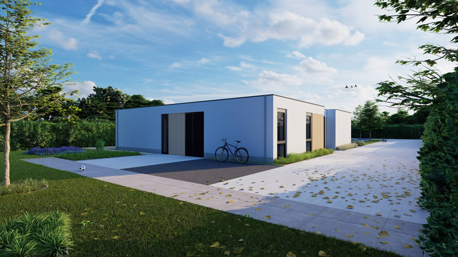 Achterzijde jaren 60 bungalow na metamorfose